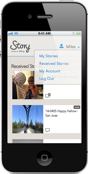 iPhone screen of Received Stories