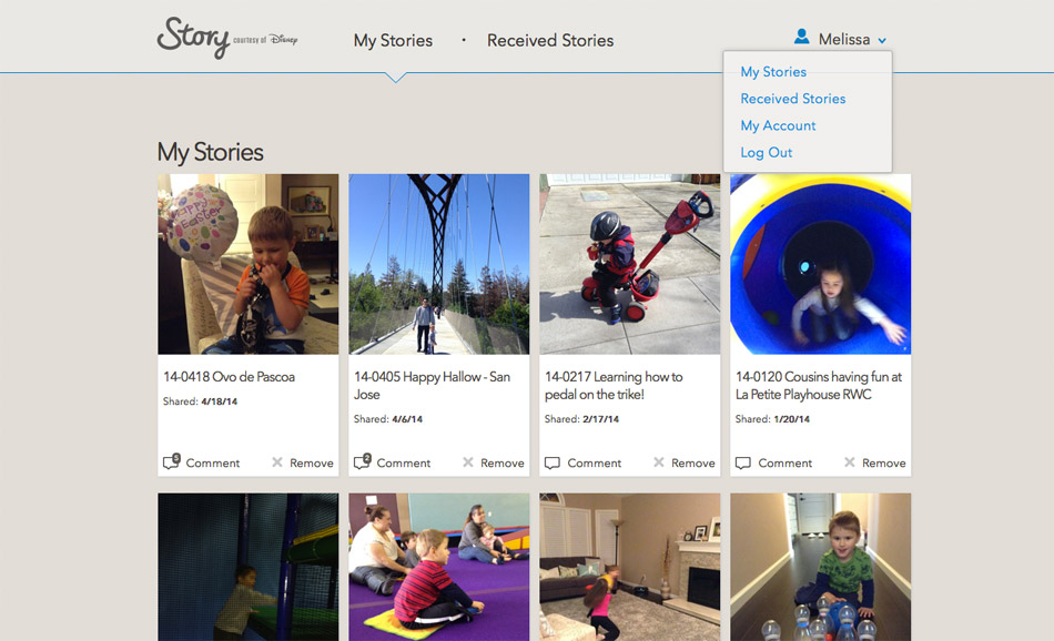 My Stories list page